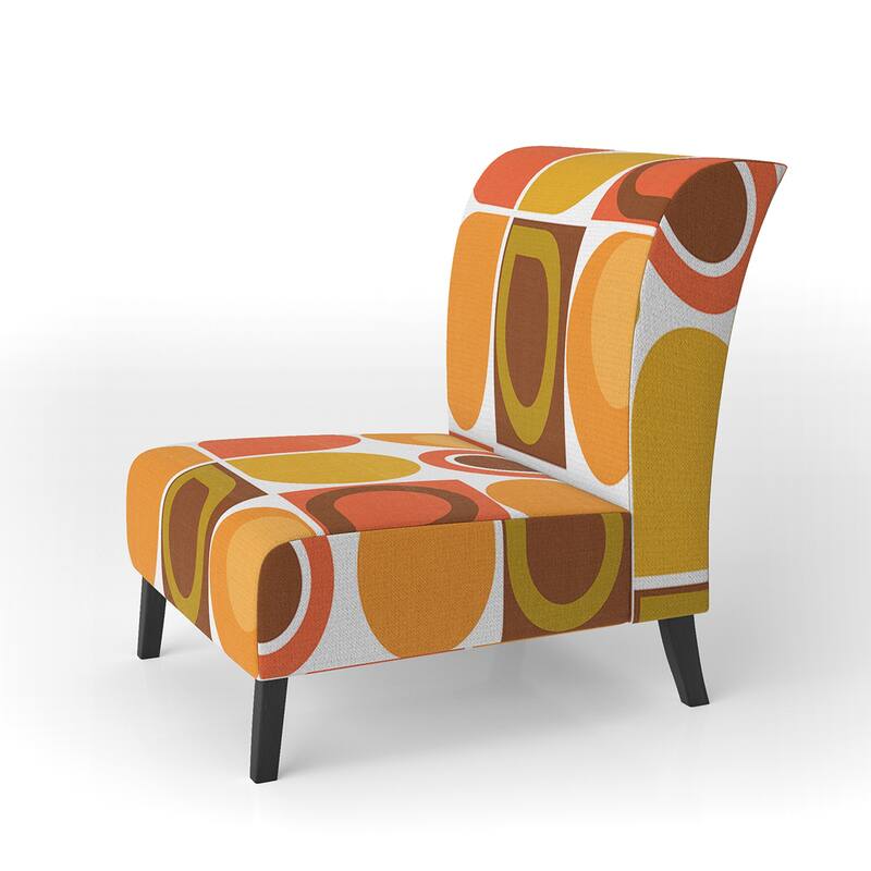 Designart "Abstract Retro Geometric Pattern VI" Upholstered Mid-Century Accent Chair - Arm Chair - Slipper Chair