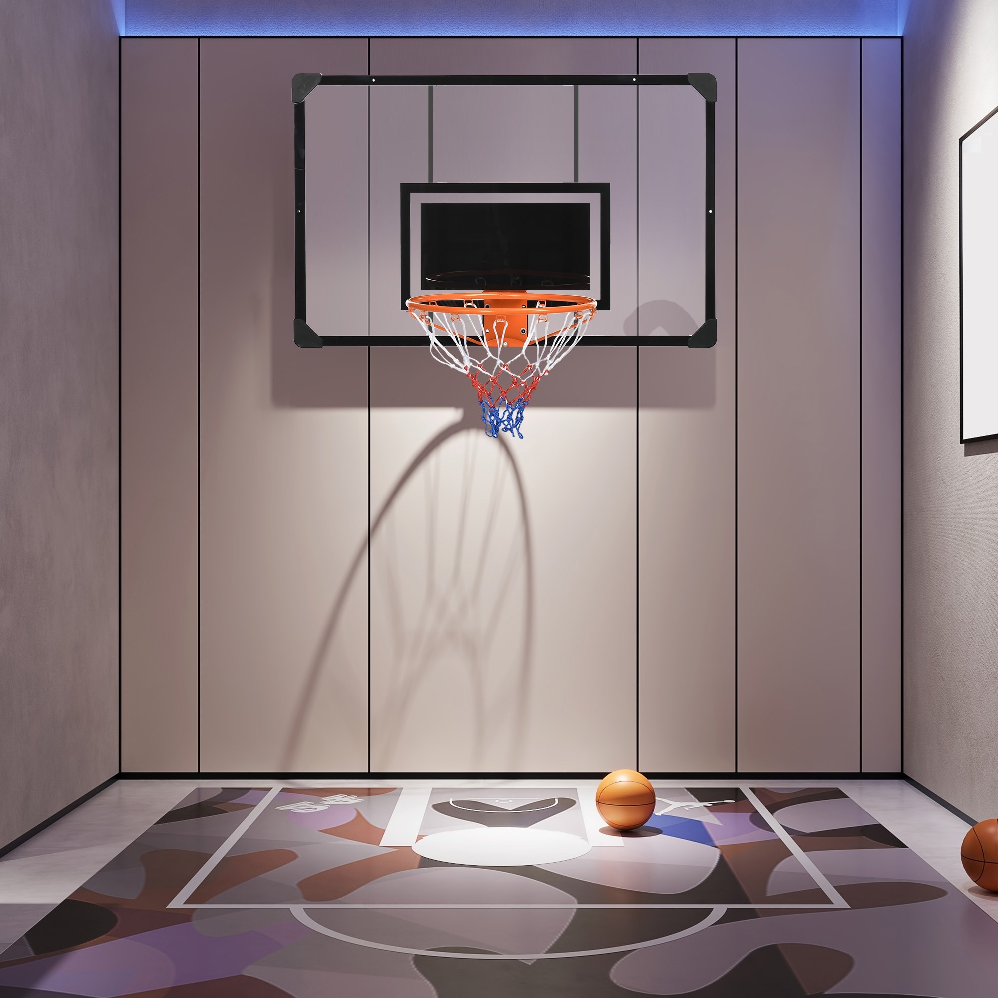 Soozier Wall Mounted Basketball Hoop, Mini Hoop with 45'' x 29'' Shatter  Proof Backboard, Durable Rim and All-Weather Net
