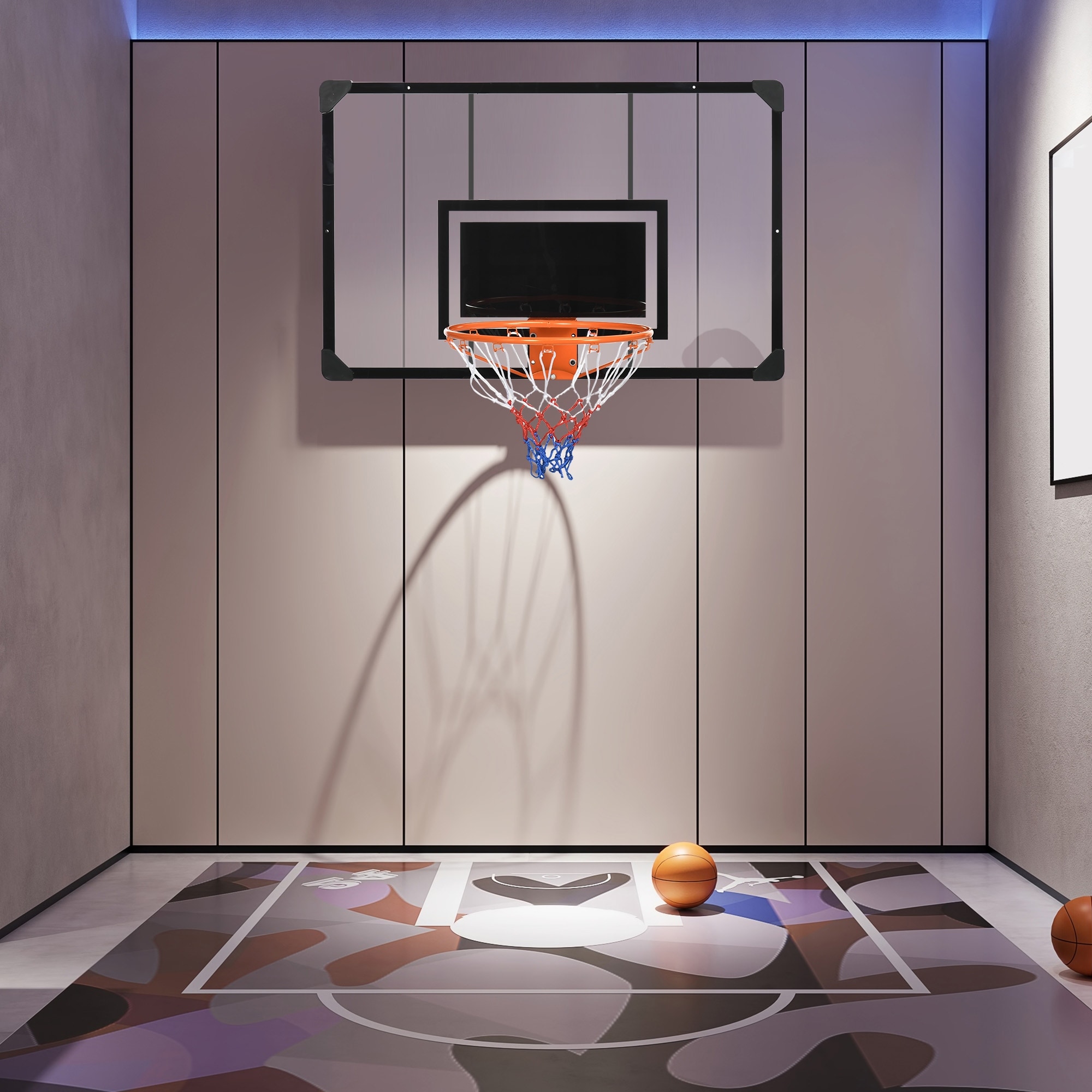 Soozier Wall Mounted Basketball Hoop, Mini Hoop with 45'' x 29'' Shatter Proof Backboard, Durable Rim and All-Weather Net