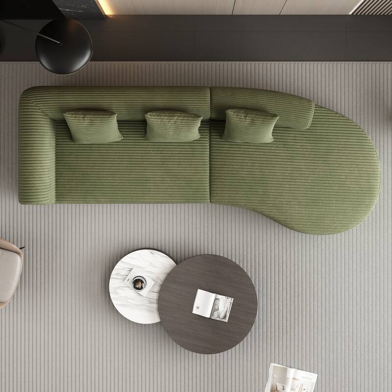 123.2" Corduroy Cloud 4-Seater Sectional Sofa