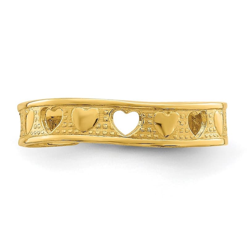 Curata 14 karat Yellow Gold OpenLove Heart Design Adjustable Toe Ring (3mm)