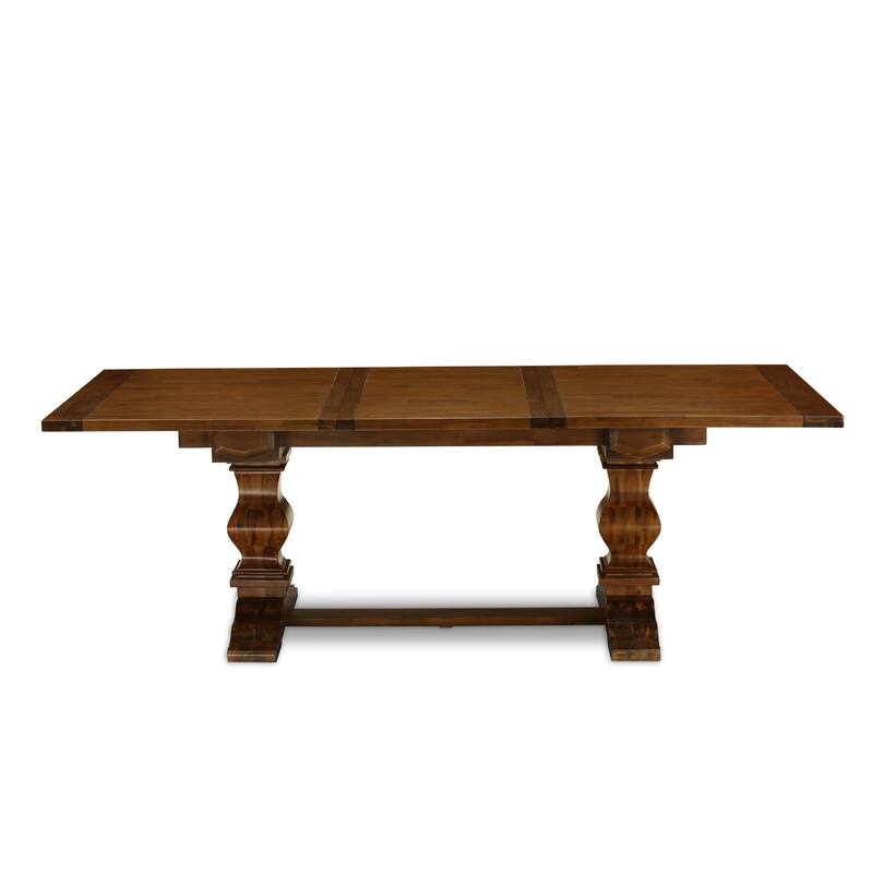East West Furniture Dining Room Set- a Wooden Table and Light Beige Linen Fabric Dining Chairs, (Pieces & Finish Options)