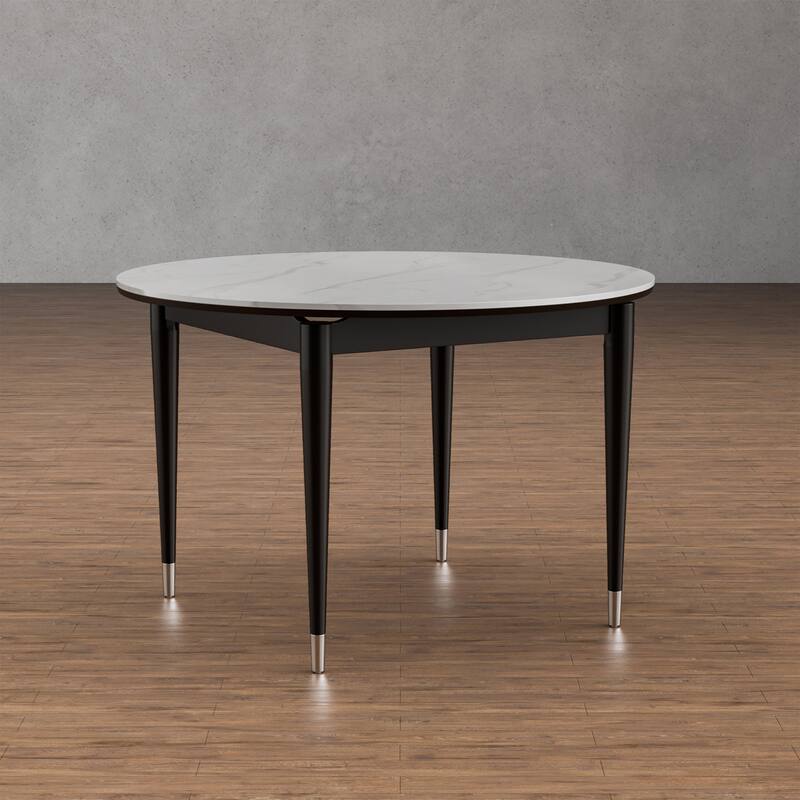 Furniture of America Kalor Modern 47-inch Sintered Stone Top Round Dining Table - Black and White
