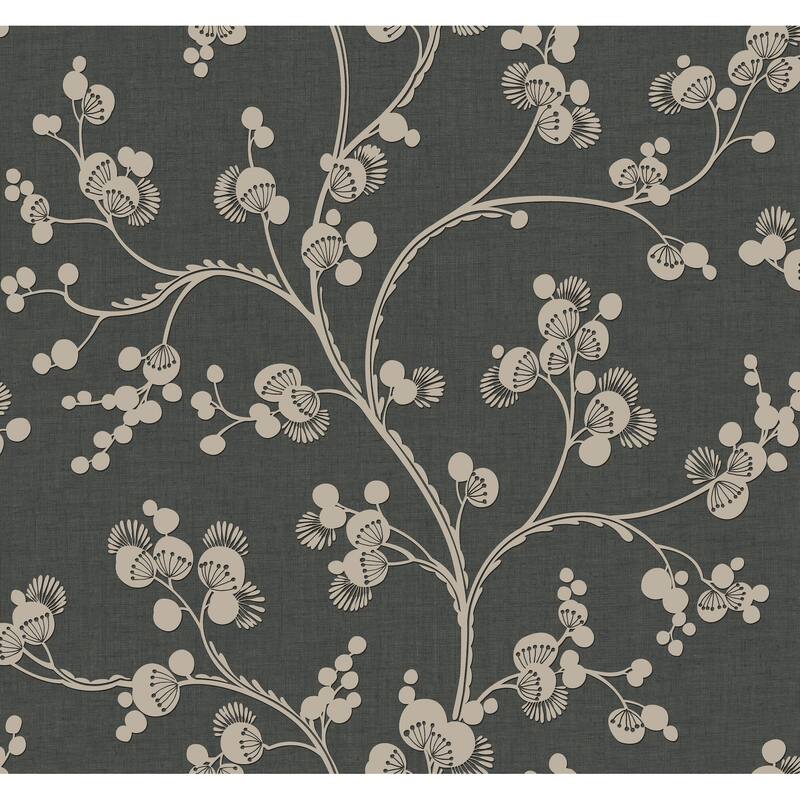 Inspired by Color Dahlia Trail Black & Taupe Wallpaper