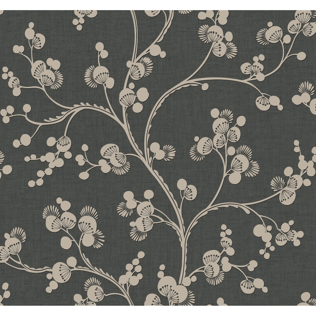 Inspired by Color Dahlia Trail Black & Taupe Wallpaper