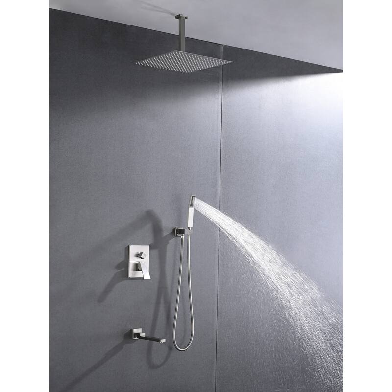 Ceiling Mounted Shower System Combo Set with Handheld and 16"Shower head