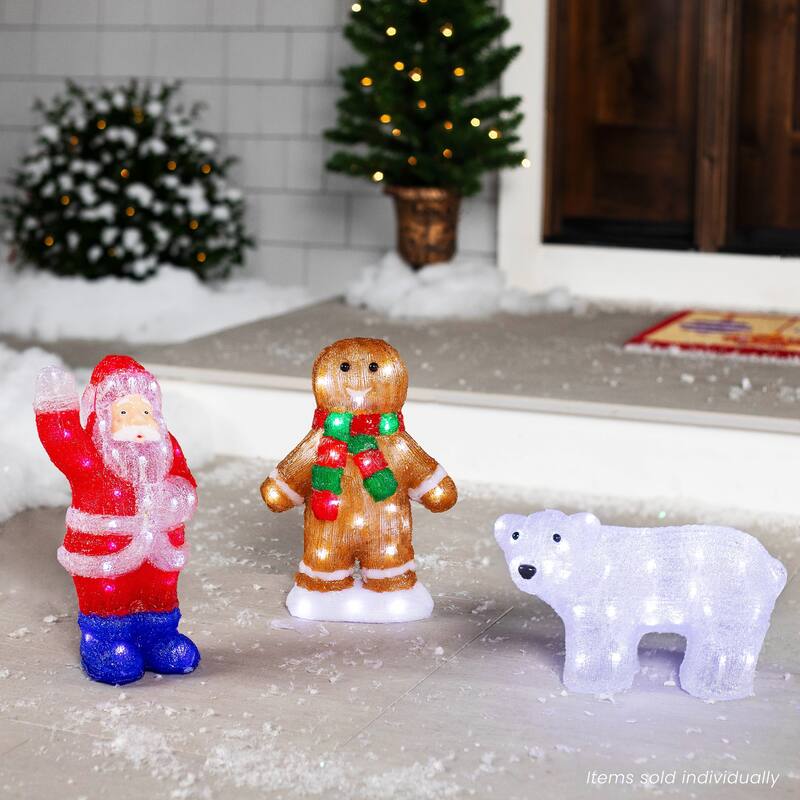 14" LED Acrylic Gingerbread Man Scarf Outdoor Christmas Decoration - Brown