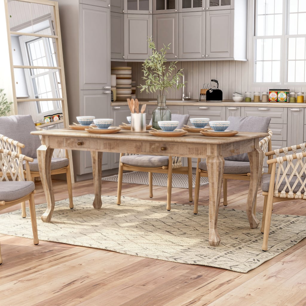 Furniture of America Carina Natural Solid Wood 4-drawer Dining Table ...