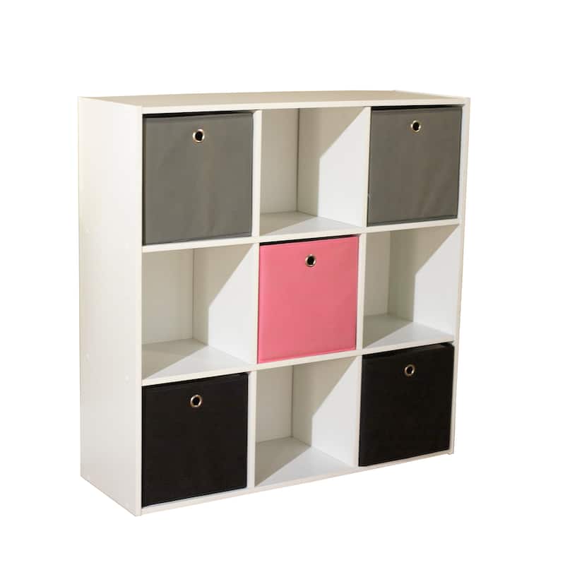 Simple Living 'Jolie' White Bookcase with Five Fabric Bins