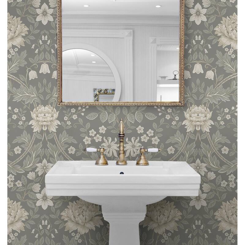 Seabrook Designs Honeysuckle Floral Prepasted Wallpaper