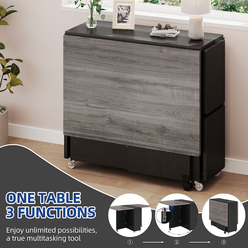 Moasis 5 Pieces 7 Pieces Folding Dining Set with Drop Leaf Table and Storage Stools for up to 6 People