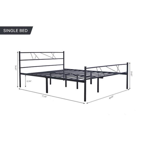 Metal Twin Size Bed Frames with Modern Style Headboard and Footboard