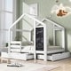preview thumbnail 1 of 18, Twin Size House-Themed Bed with Blackboard Feature and Multiple Storage Drawers, Adjustable Assembly Options