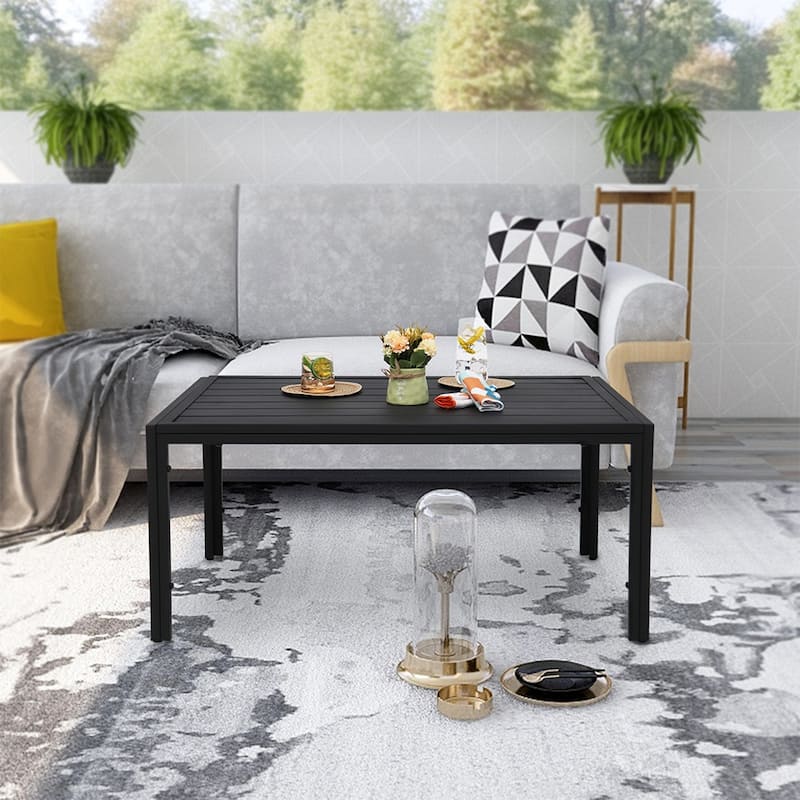 Maypex Outdoor Steel Slat Coffee Table - Black