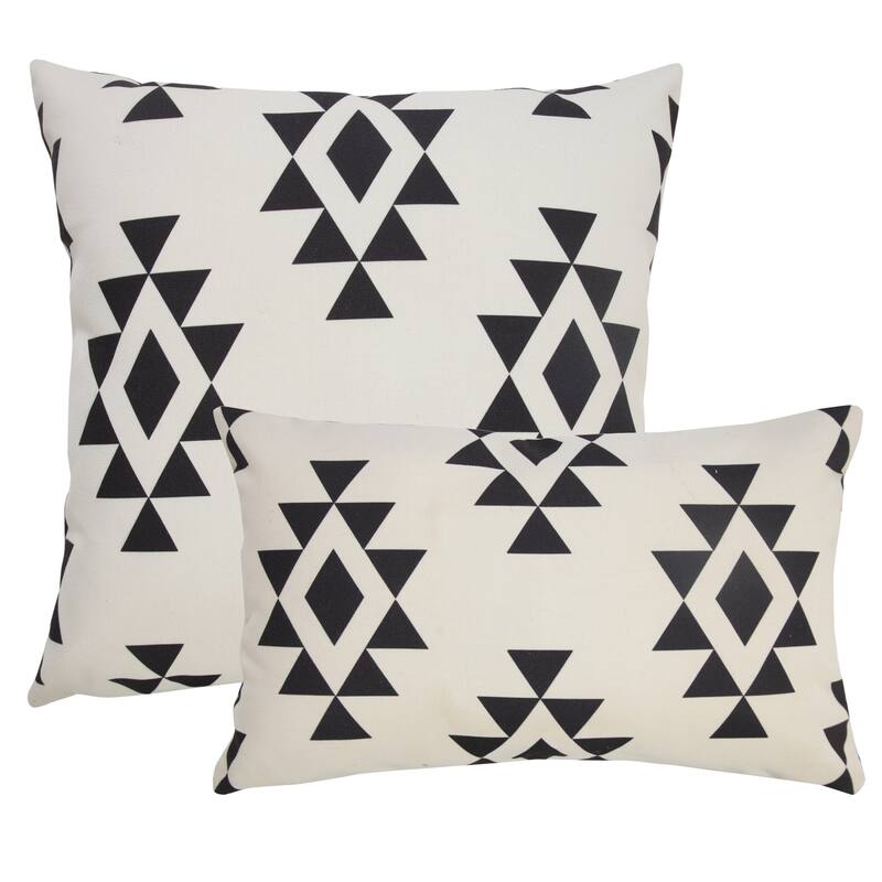 HomeRoots 20" X 20" Black Zippered Southwestern Indoor Outdoor Throw Pillow - 20" x 20"