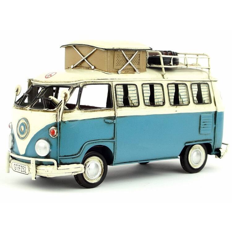 Vw Volkswagen Samba Microbus Camping Handcrafted Tinplate Roof Rack Model Car