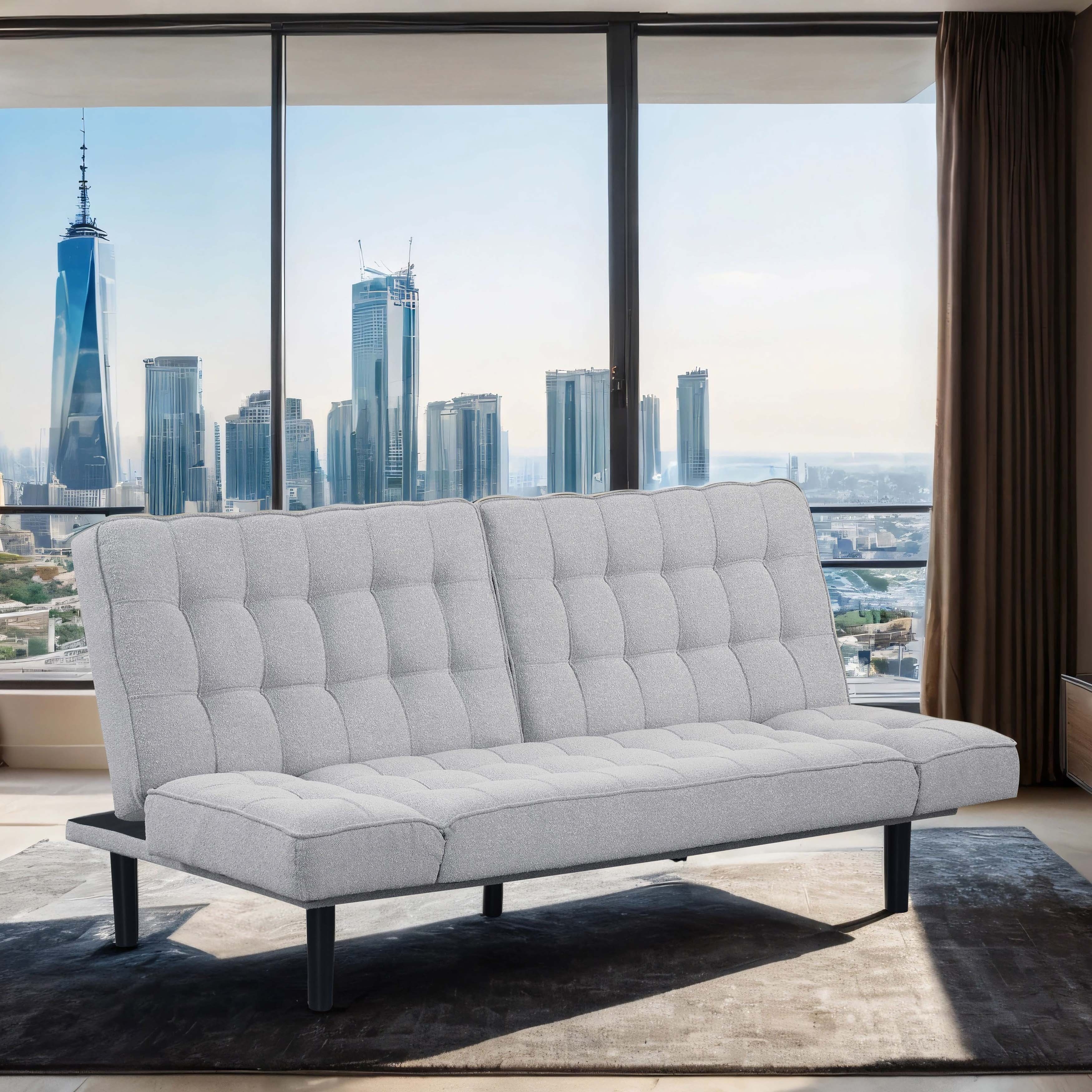 Furniture of America Surgen Modern Biscuit Tufted Adjustable Split Back Futon Sofa