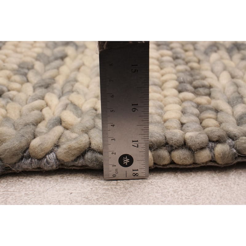 ECARPETGALLERY Braid weave Sienna Grey Wool Rug - 3'4 x 5'3