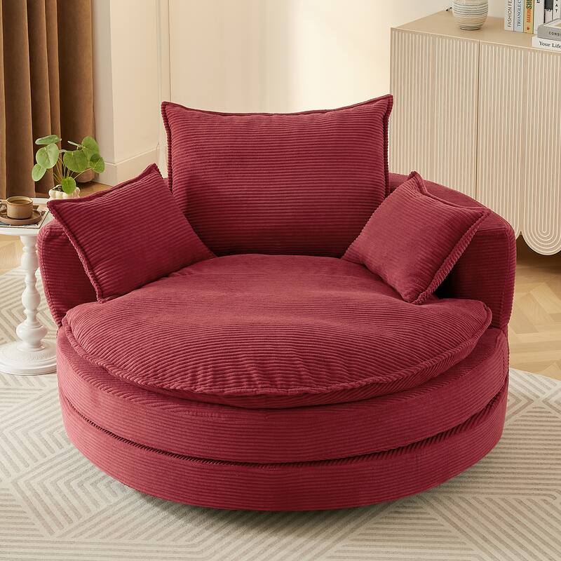 57.5" 360° Swivel Barrel Chair - Dual-Layer Cushion with 3 Removable Pillows for Living Room & Office