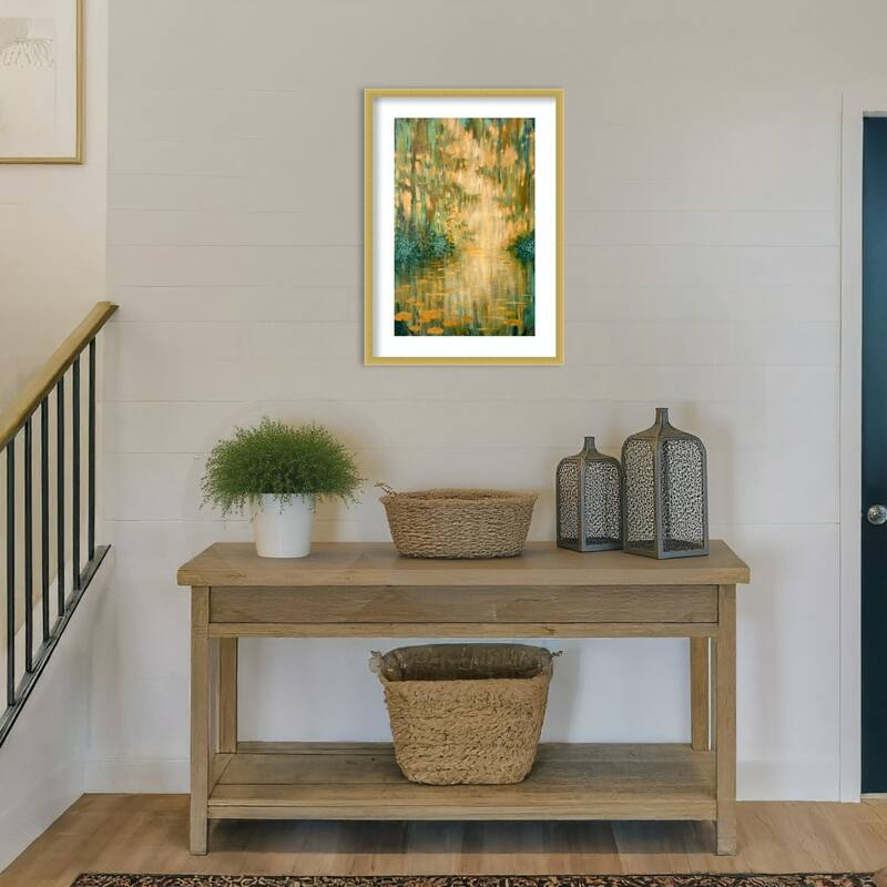 Mysterious Pond in the Thicket by Ekaterina Prisich Wood Framed Wall Art Print