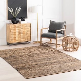 Home Conservatory Striped Handwoven Jute Area Rug