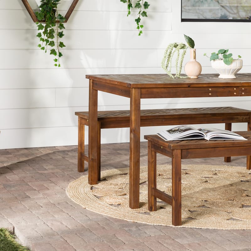 Walker Edison Elephant Point 3-Piece Acacia Outdoor Dining Set