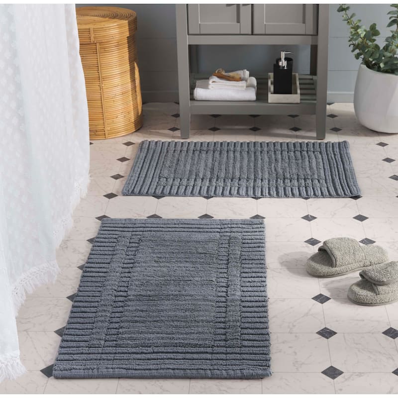SAFAVIEH Home Greyson Striped Bathmat 32"L x 20"W Set of 2 - Dark Grey