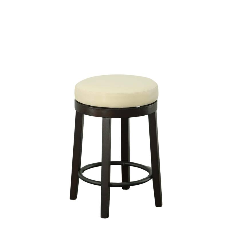 Swivel Seat Counter Stools - 24" - Cream and Espresso Brown - Set of 2