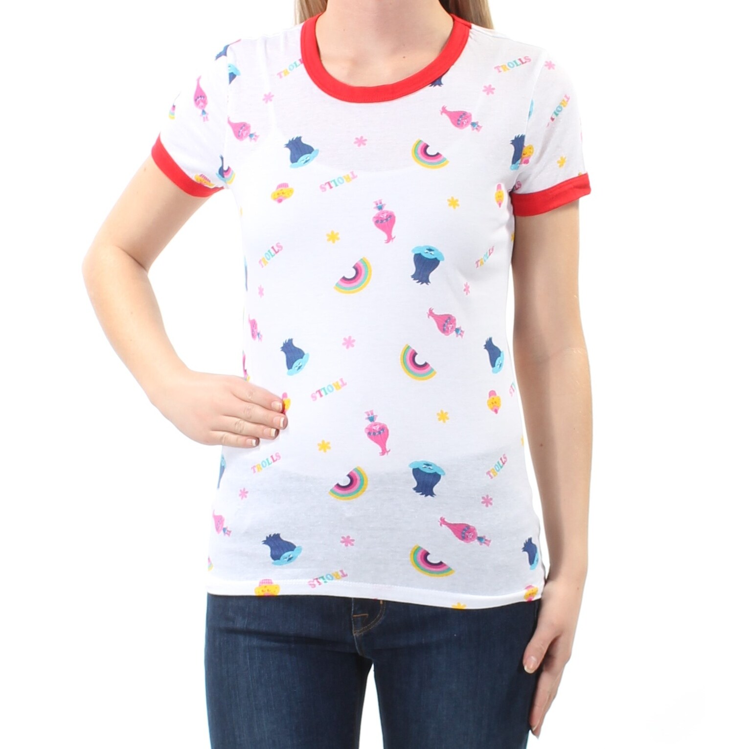 Shop Dreamworks 12 Womens New 1494 White Red Printed Trolls Top
