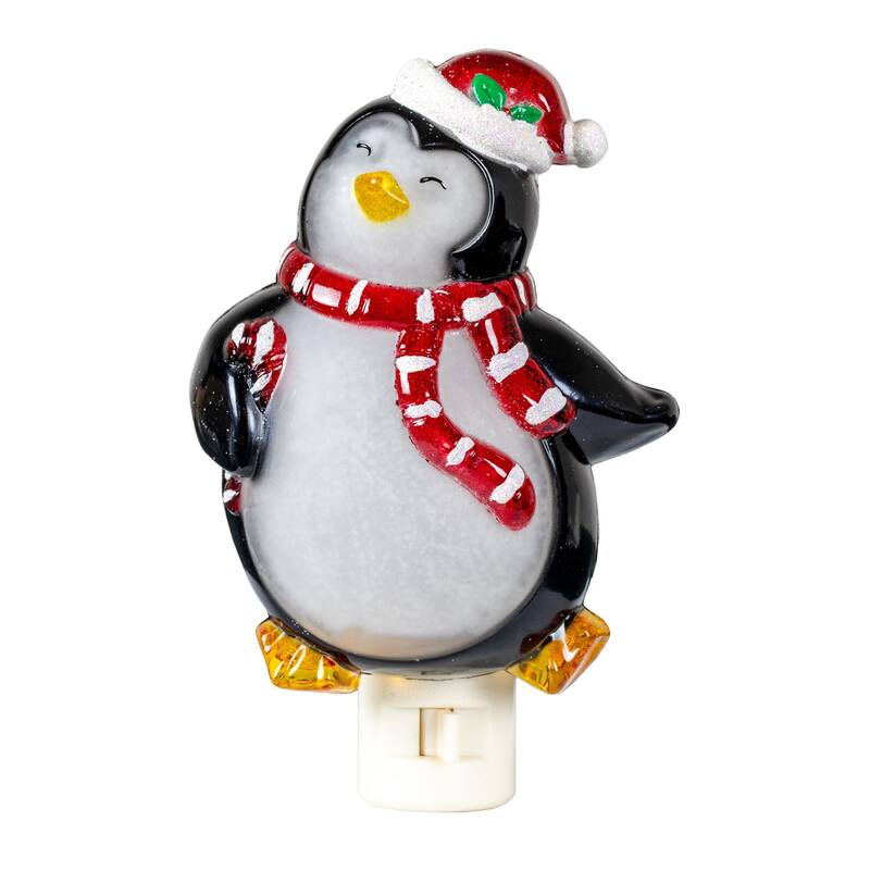 Novelty Lights LED Penguin with Scarf Christmas Night Light with Swivel Plug