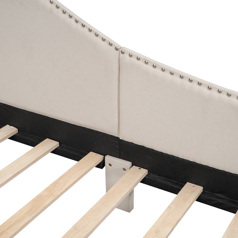 Full Size Modern Upholstered Daybed with Headboard and Armrest