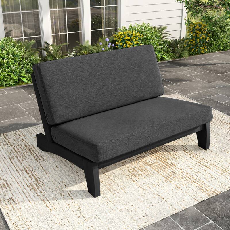 Patio Teak Wood Outdoor Loveseat with Cushion