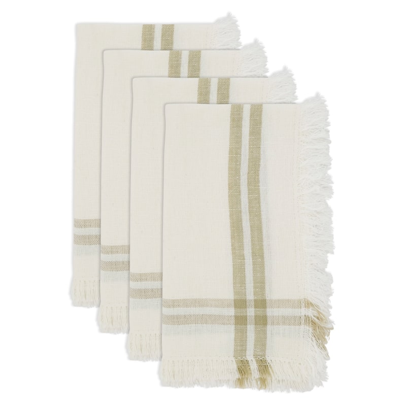 Trendy Fringed Stripe Napkin (Set of 4) - 20"x20"