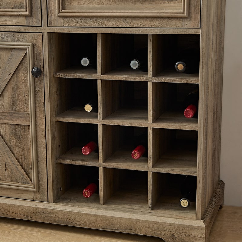 Rustic Farmhouse Buffet Cabinet with Storage,Multifunctional Sideboard with 2 Drawers,Bar Cabinet - 39.37D*15.75W*34.65H