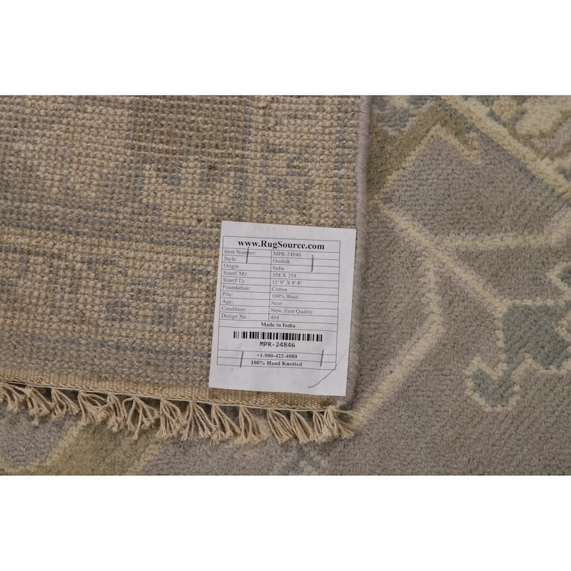 Transitional Gray Oushak Indian Area Rug Handmade Wool Carpet - 8'4" x 11'9"