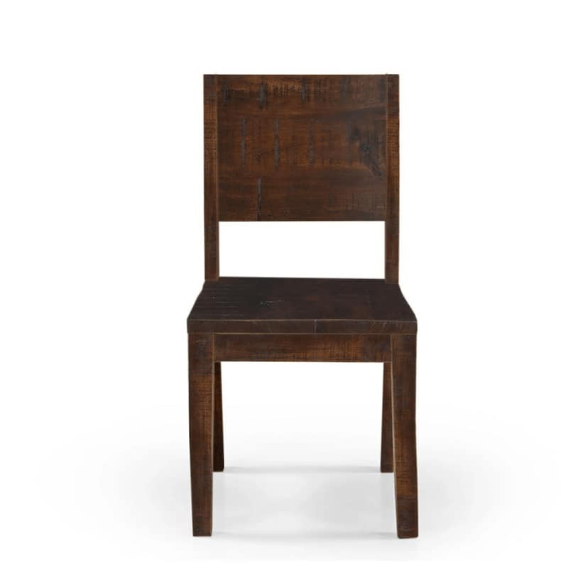 Dark Solid Mango Wood Simple Chair - Set of 2 - N/A