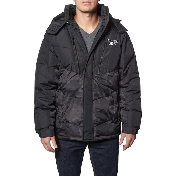 reebok men's heavy weight hooded bubble jacket