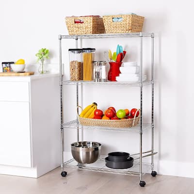 4-5 Tiers Storage Shelving Unit Adjustable Metal Organizer Wire Rack