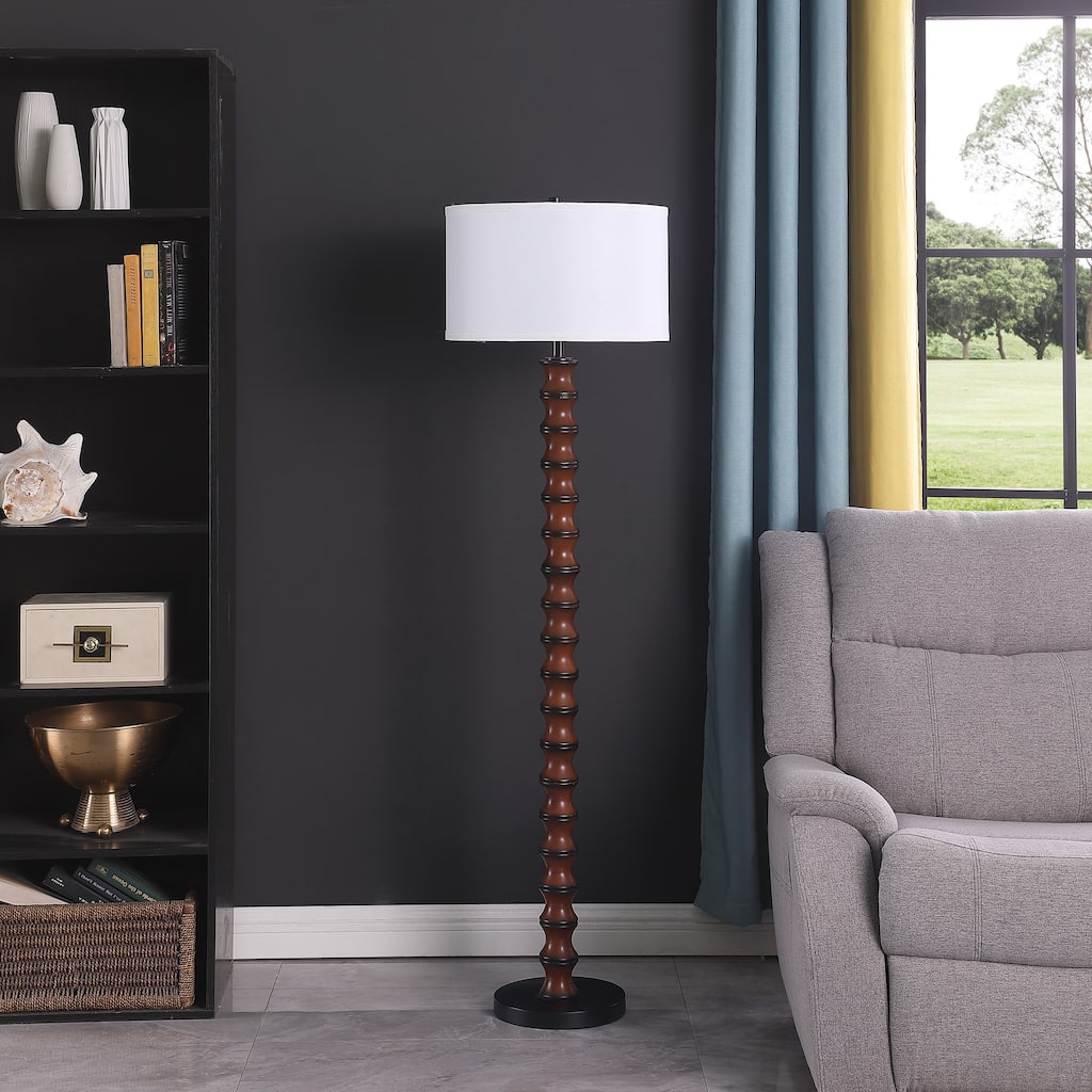 61 In. Coastal Littoral Wood Insp Floor Lamp