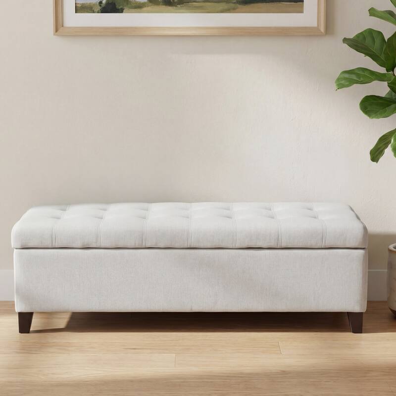 Upholstered Storage Ottoman Bench for Bedroom, Entryway & Foot Rest