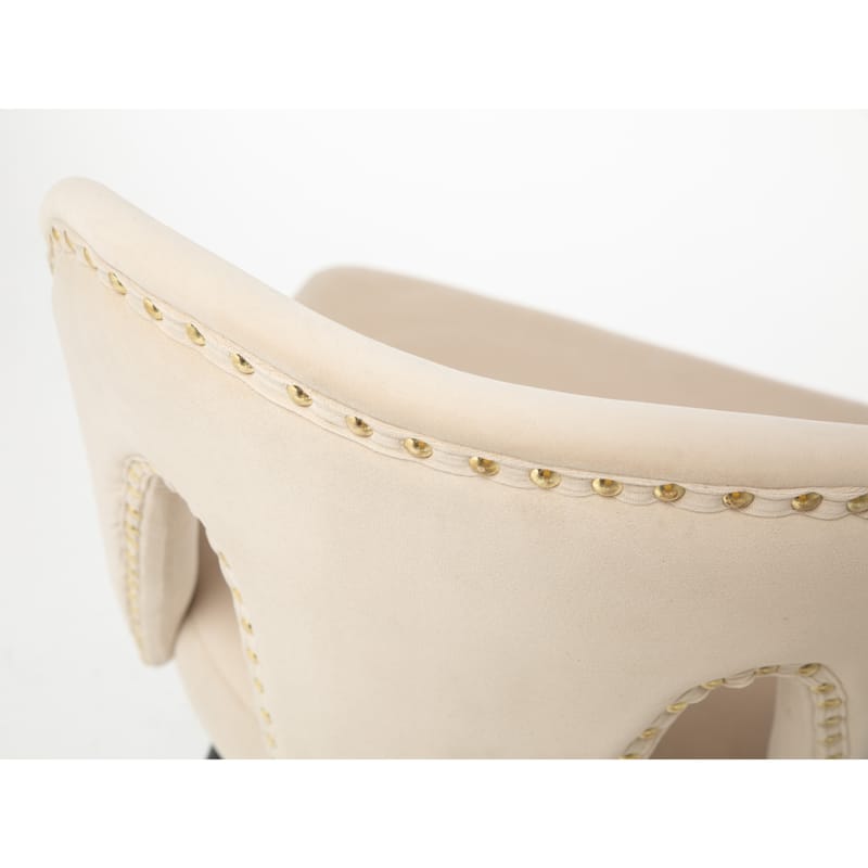 Velvet Upholstered Dining Chair with Nailheads