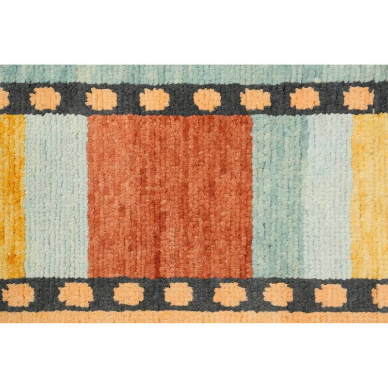 Hand Knotted Oriental 100% Wool Carpet Modern Geometric Oranges & Rust Gabbeh Area Rug - 11' 8'' X 9' 0''
