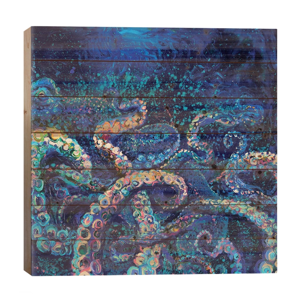 Cephalopod Print On Wood by Iris Scott - Multi-Color