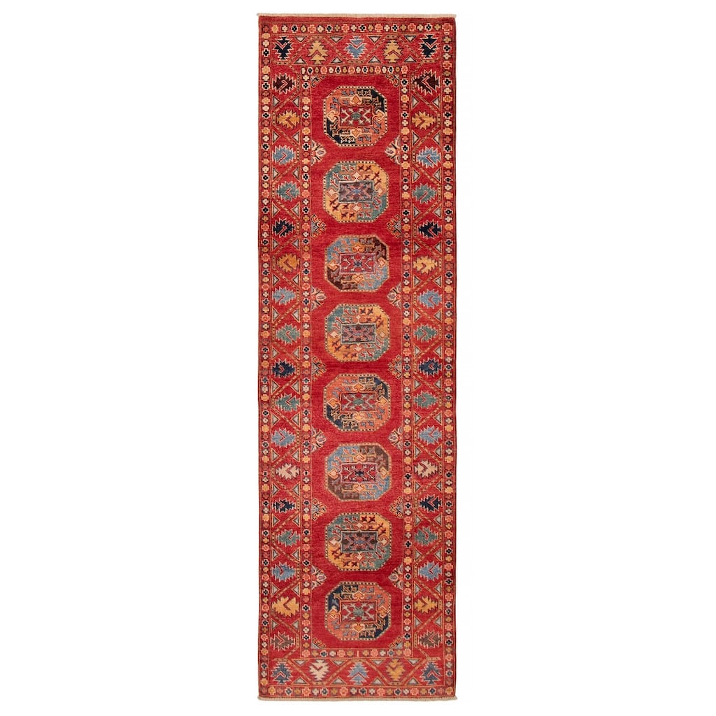 ECARPETGALLERY Hand-knotted Uzbek Ghazni Red Wool Rug - 2'10 x 9'8