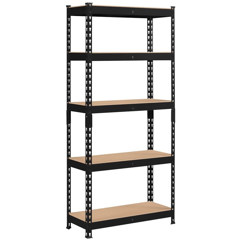 Yaheetech 5 Tiers Boltless Storage Shelf 330lb Capacity for Each Tier,Metal Frame MDF Wood Boards