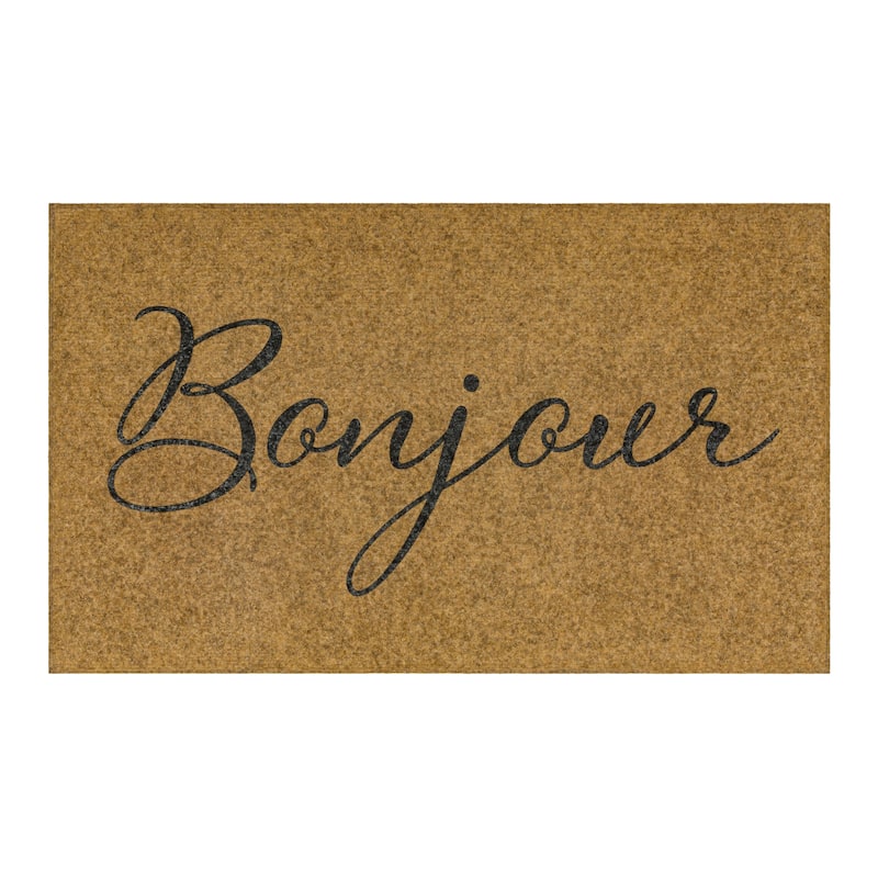 Mohawk Home Bonjour Script Natural 1' 6" X 2' 6" Door Mat - Tan
