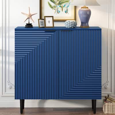 Modern Side Cabinet with Adjustable Shelves, Geometric Door Design & Ample Storage