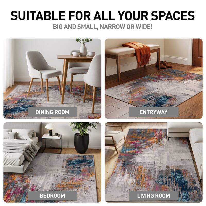 World Rug Gallery Bari Contemporary Abstract Art Area Rug