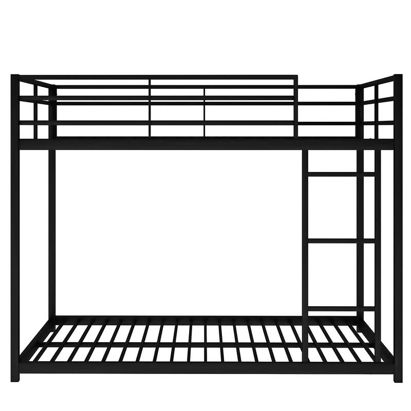 Twin/Full Kids Metal Bunk Bed, Metal Bedframe with Safety Guardrail and Ladder for Dorm,Bedroom,Guest Room,No Box Spring Needed