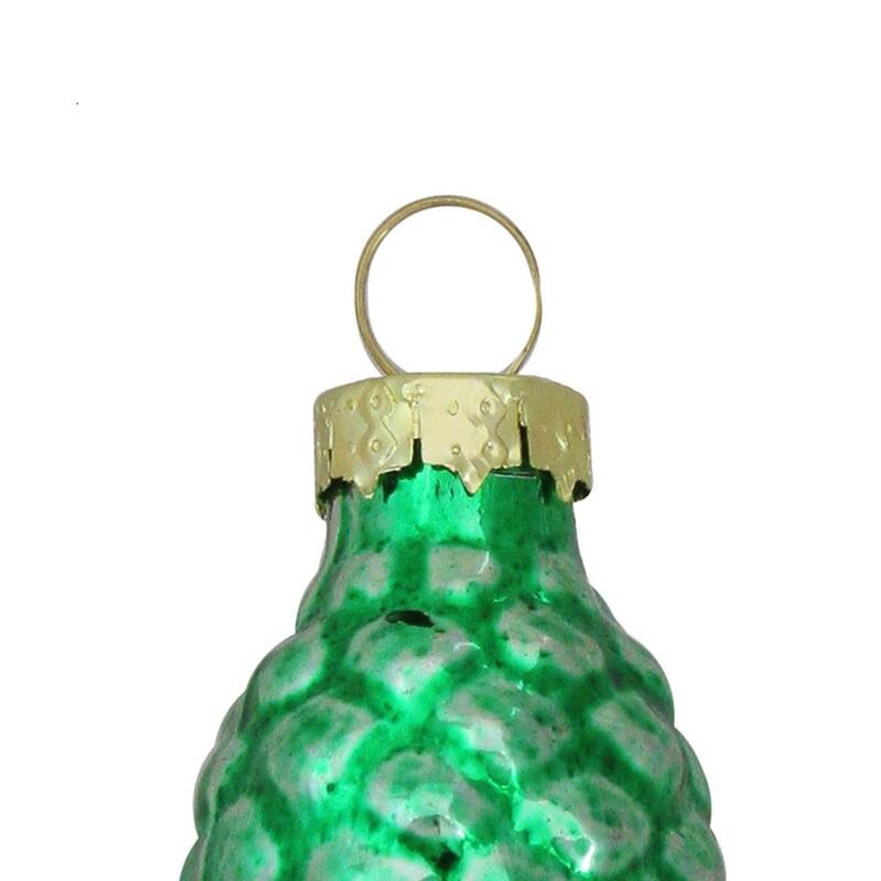 Shiny Finish Glass Christmas Pinecone Ornaments 1.75" 45mm Green 56Ct
